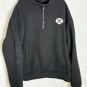 Headrush Black Anime Skull Half Zip Hoodie Gothic Streetwear Size L